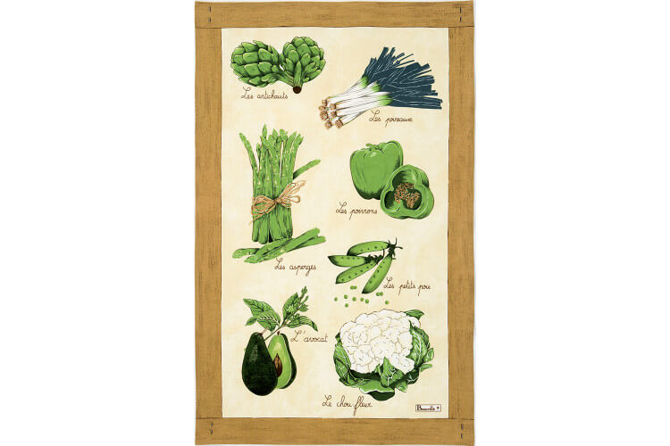 Torchon de cuisine Beauvillé Légumes Verts fabriqué en France 50x80cm