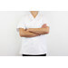 Veste de cuisine unisexe Egochef Leonardo blanche 100% coton à manches courtes