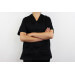 Veste de cuisine unisexe Egochef Leonardo noire polyester et coton à manches courtes