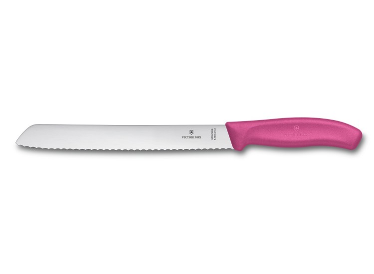 Couteau &agrave; pain lame 21cm manche rose Victorinox 6.8636.21L5