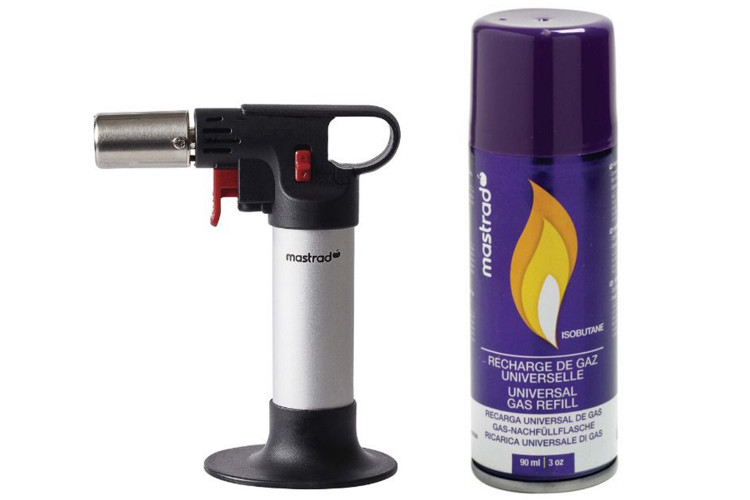 Kit chalumeau expert Mastrad intensit&eacute; r&eacute;glable + recharge de gaz 90ml