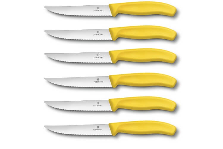 6 Couteaux à steak Victorinox lame crantée 12cm manche jaune