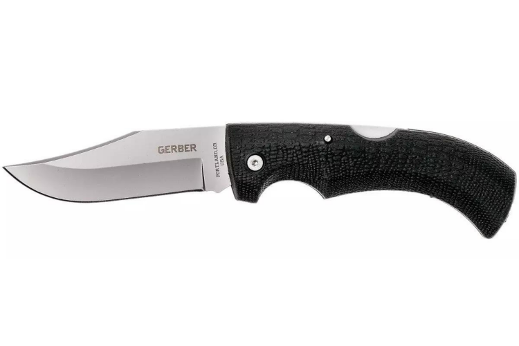Couteau pliant Gerber Gator GE003660 manche en nylon/fibres de verre noir 12cm motif alligator + &Eacute;tui