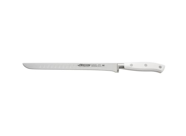 Couteau &agrave; saumon forg&eacute; lame alv&eacute;ol&eacute;e 25cm Riviera White Arcos