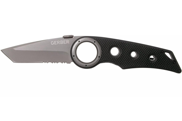 Couteau pliant Gerber Remix Tactical GE003641 lame Tanto manche trou&eacute; en G10 noir 12cm