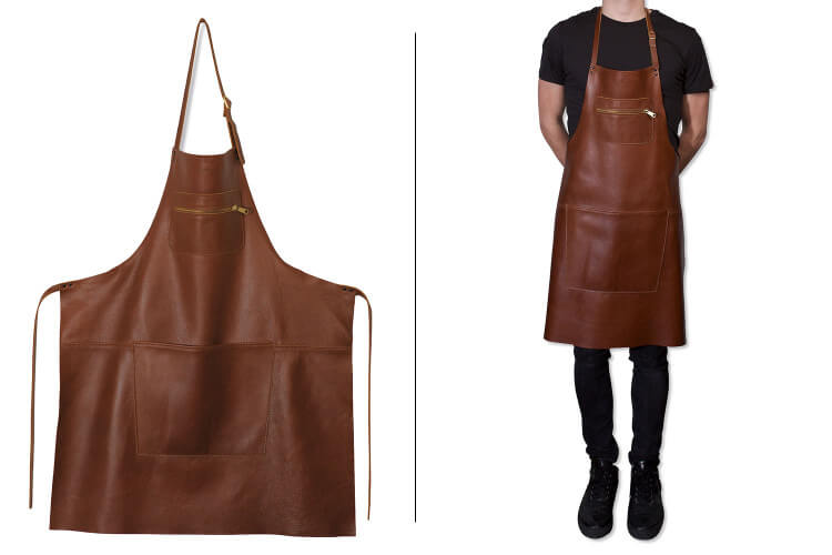 Tablier de cuisine DutchDeluxes en cuir avec poche à zip