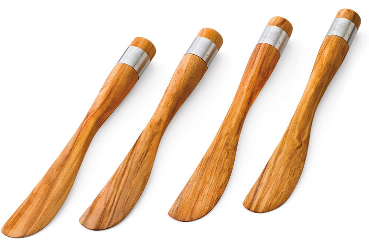 Set de 4 tartineurs B&eacute;rard Acero fait main en olivier 17cm