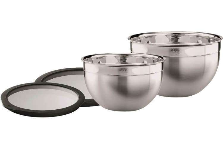 Set de 2 saladiers Rösle en acier inoxydable avec 2 couvercles fraîcheur