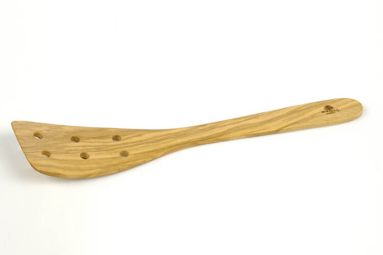 Spatule à trous galbée Bérard faite main en olivier 30cm