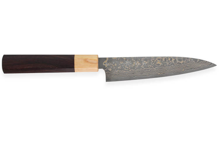 Couteau universel japonais artisanal Takeshi Saji VG10 Rainbow 13,5cm