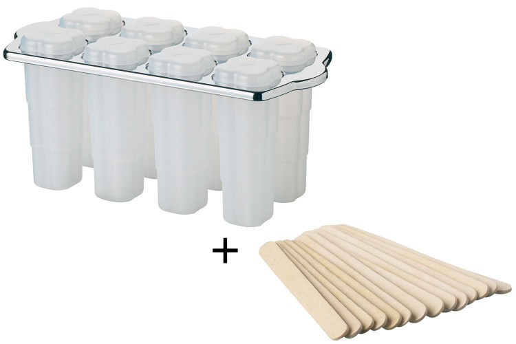 Moule pour 8 sucettes glac&eacute;es KitchenCraft + 16 batonnets en bois