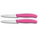 2 Couteaux d'office Victorinox lame 8cm pointe milieu manche rose