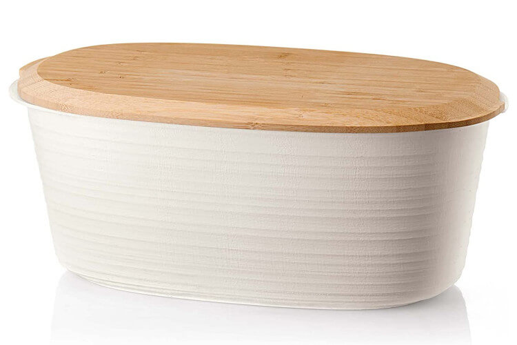 Boîte à pain blanche Guzzini Tierra en bouteilles recyclées et bambou