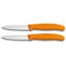 2 Couteaux d'office Victorinox lame 8cm pointe milieu manche orange