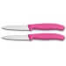 2 Couteaux d'office Victorinox lame à dents 8cm pointe milieu manche rose