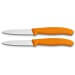 2 Couteaux d'office Victorinox lame à dents 8cm pointe milieu manche orange