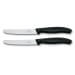 2 couteaux de table Victorinox lame 11cm à dents bout rond manche noir
