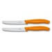 2 couteaux de table Victorinox lame 11cm à dents bout rond manche orange