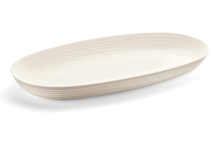Plat de service blanc Guzzini Tierra en bouteilles recycl&eacute;es 41x22,9x4,2cm