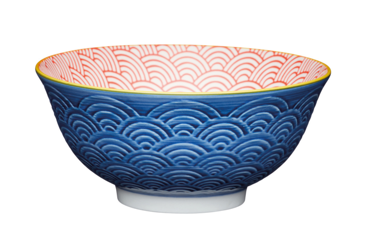 Bol en gr&egrave;s &eacute;maill&eacute; KitchenCraft motif arc bleu et rouge