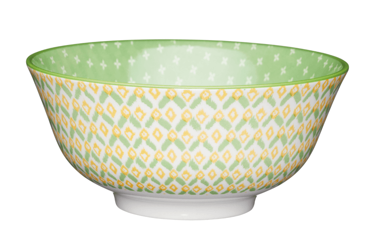 Bol en grès émaillé KitchenCraft motif géométrique vert et jaune