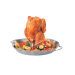 Rôtissoire à poulet et wok pour légumes en acier inox Gefu et poignée en bois diamètre 36cm