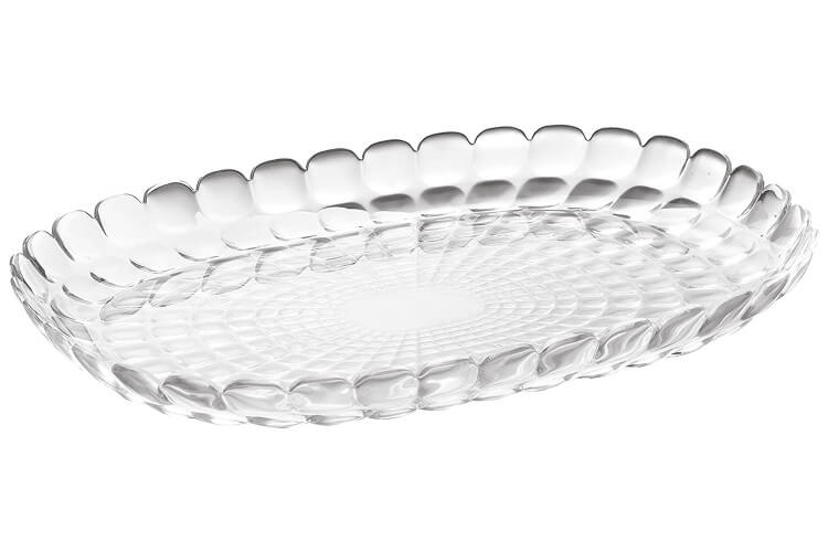 Plat de service transparent Guzzini Tiffany en acrylique 45x31x4,5cm