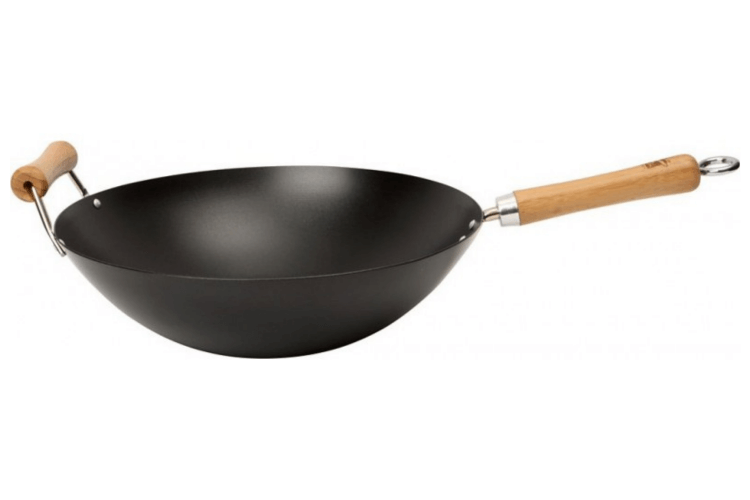 Wok antiadhérent Dexam avec 2 poignées en acier au carbone pour 4 à 6 personnes diamètre 36cm