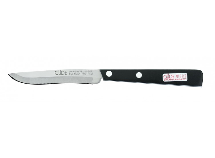 Couteau de table G&Uuml;DE Universel 10cm micro-dent&eacute; manche noir