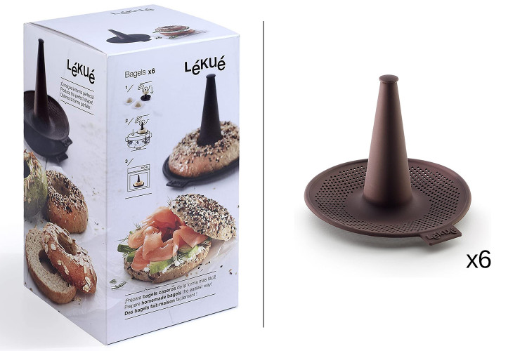 Lot de 6 moules &agrave; bagel L&eacute;ku&eacute; marron en silicone Platinum