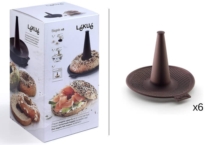 Lot de 6 moules à bagel Lékué marron en silicone Platinum