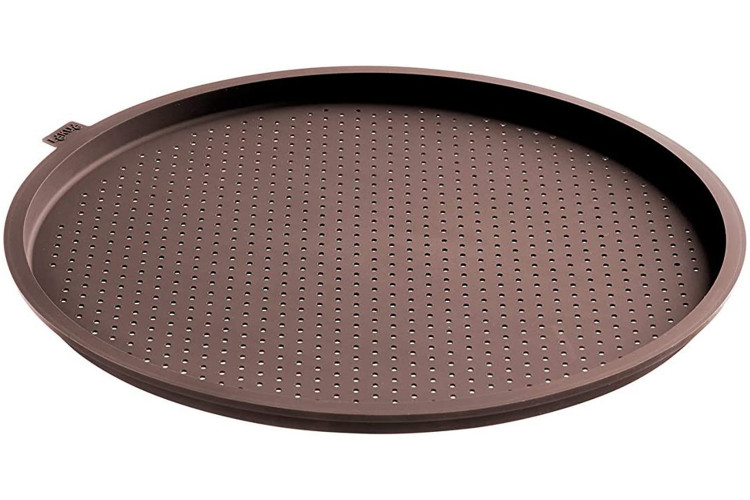 Moule &agrave; pizza L&eacute;ku&eacute; &oslash;36cm perfor&eacute; marron en silicone Platinum