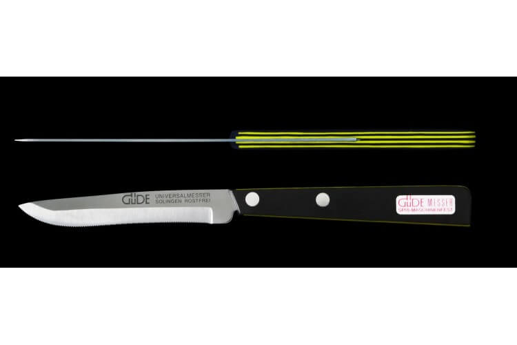 Couteau de table GÜDE Universel 10cm micro-denté manche noir/jaune