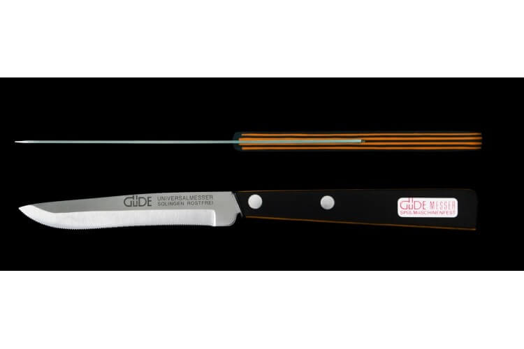 Couteau de table GÜDE Universel 10cm micro-denté manche noir/orange
