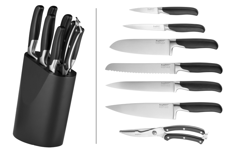 Bloc 6 couteaux Berghoff Onyx avec s&eacute;cateur