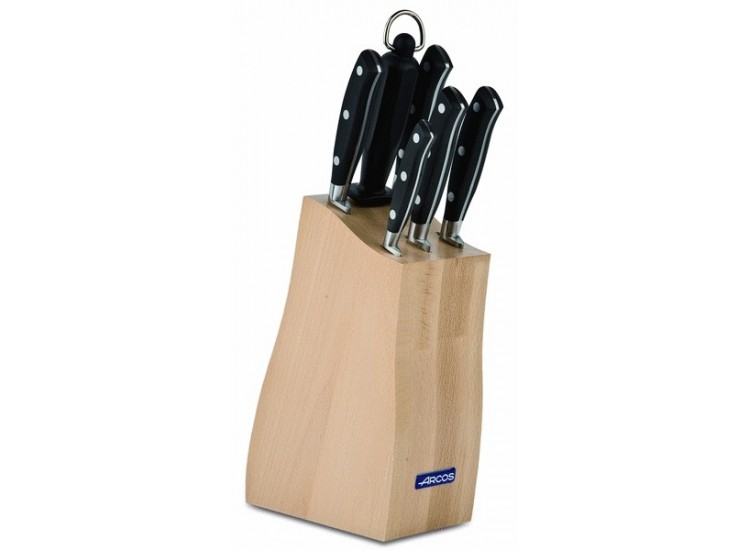 Bloc 5 couteaux forg&eacute;s Riviera Arcos + 1 fusil