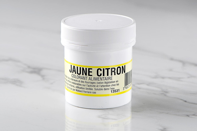 Colorant poudre concentr&eacute; hydrosoluble jaune citron 20g