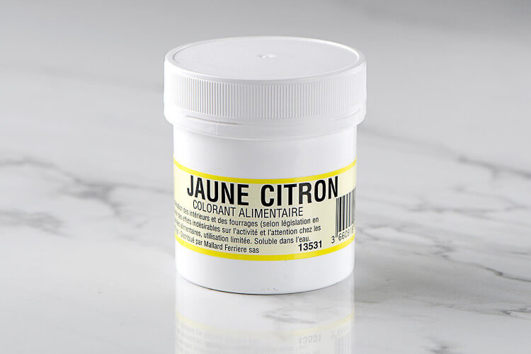 Colorant poudre concentré hydrosoluble jaune citron 20g