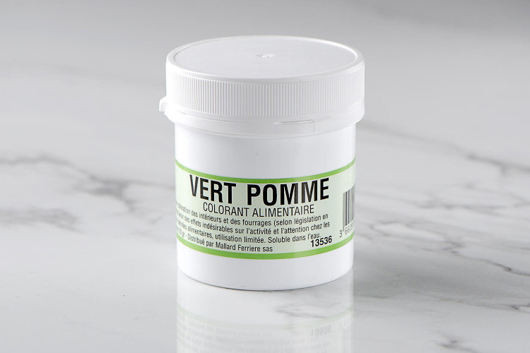 Colorant poudre concentr&eacute; hydrosoluble vert pomme 20g