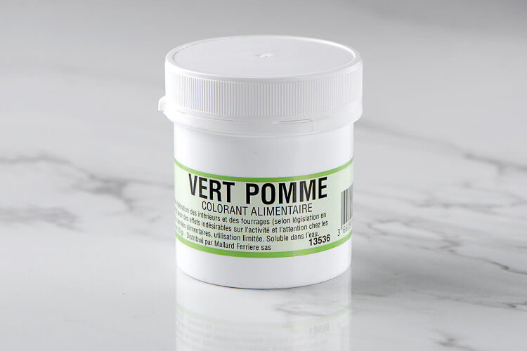 Colorant poudre concentré hydrosoluble vert pomme 20g