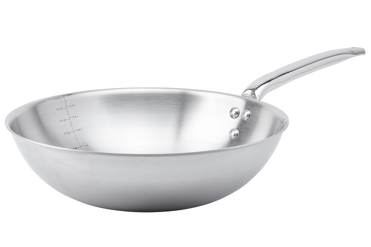 Wok De Buyer Alchimy 32cm en inox 18/10 multicouches 3 plis