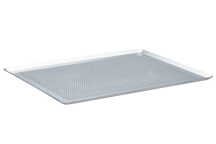 Plaque de cuisson De Buyer en inox micro perfor&eacute;e 40x30cm &agrave; bords pinc&eacute;s