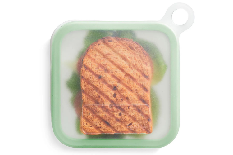 &Eacute;tui &agrave; sandwich L&eacute;ku&eacute; r&eacute;utilisable en silicone avec couvercle