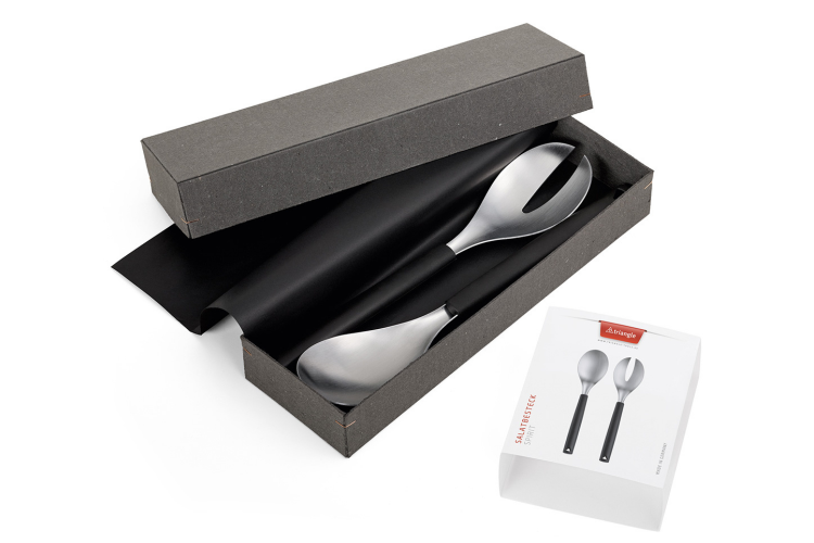 Set 2 couverts &agrave; salade Triangle en inox bross&eacute; et manche en polypropyl&egrave;ne