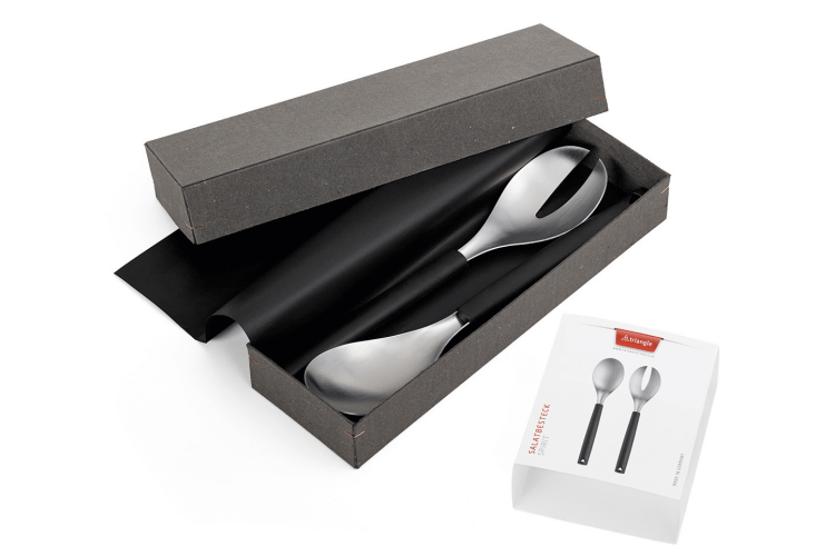 Set 2 couverts à salade Triangle en inox brossé et manche en polypropylène