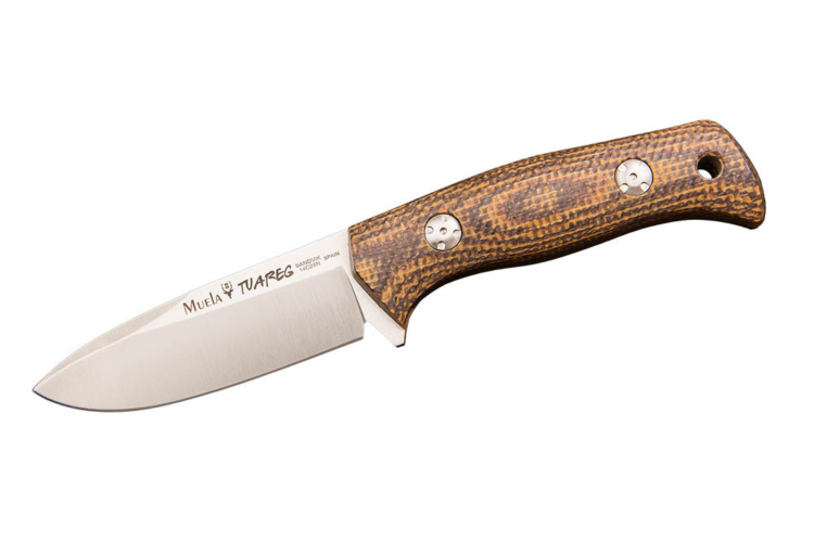 Couteau Muela Tuareg 10G 9334 lame 10cm manche en micarta jute marron et moutarde + &eacute;tui en cuir