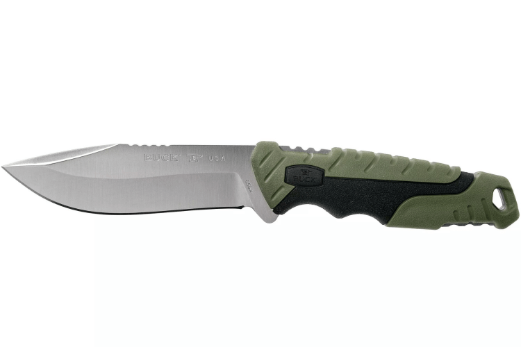 Couteau Buck 656 Pursuit Large 0656GRS lame 11,4cm manche nylon/fibres de verre vert + étui polyester