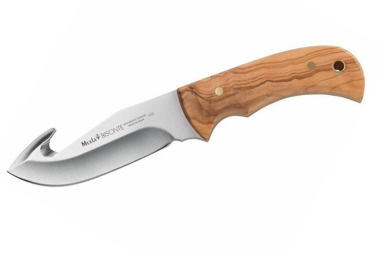 Couteau Muela Bisonte 9224 lame 11,5cm manche en bois d'olivier + &eacute;tui en cuir