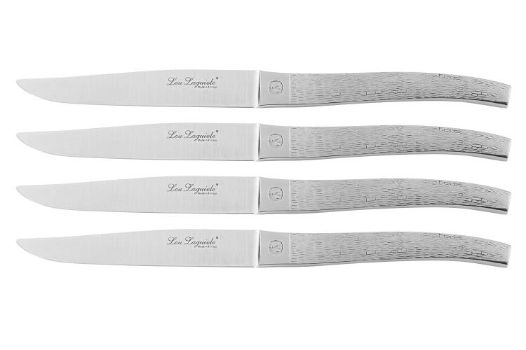 Coffret bois 4 couteaux à steak Alphonse Lou Laguiole inox monobloc