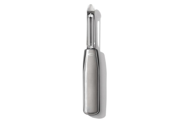 Éplucheur à légumes OXO Steel oscillant manche en inox et santoprène